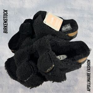 BIRKENSTOCK PAPILLIO ARIZONA SHEARLING SANDALS IN BLACK NWT
